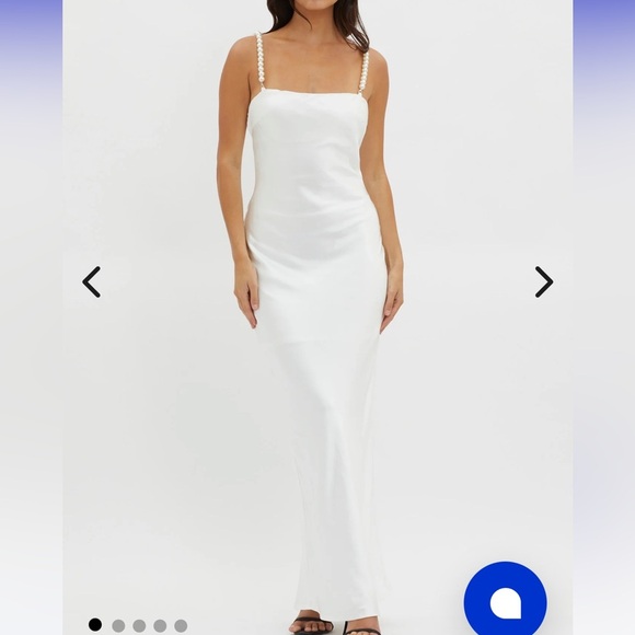 Selfie Leslie Saving Grace Pearl Strap Maxi Dress Oyster - Picture 1 of 11
